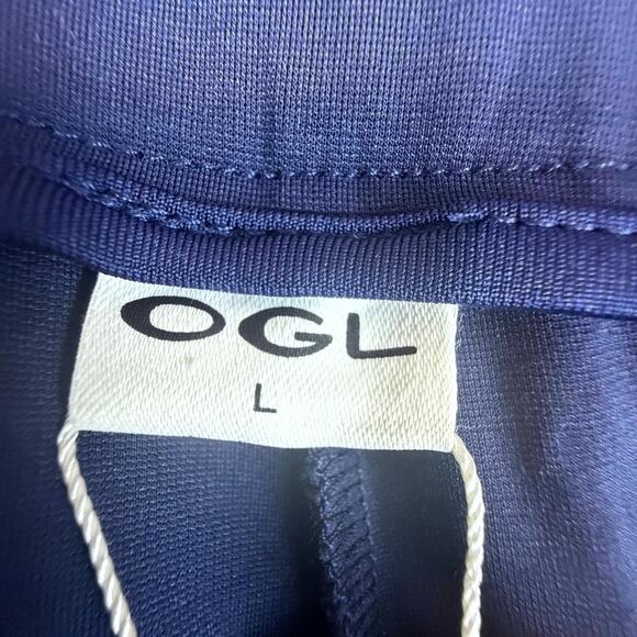 OGL Move Pants Womens Large Navy Blue High Rise Straight Leg Pleated Comfort - Picture 3 of 9